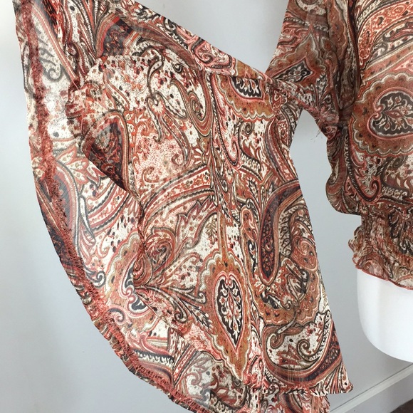 Rue 21 dramatic bell sleeve blouson Boho top - Picture 2 of 8